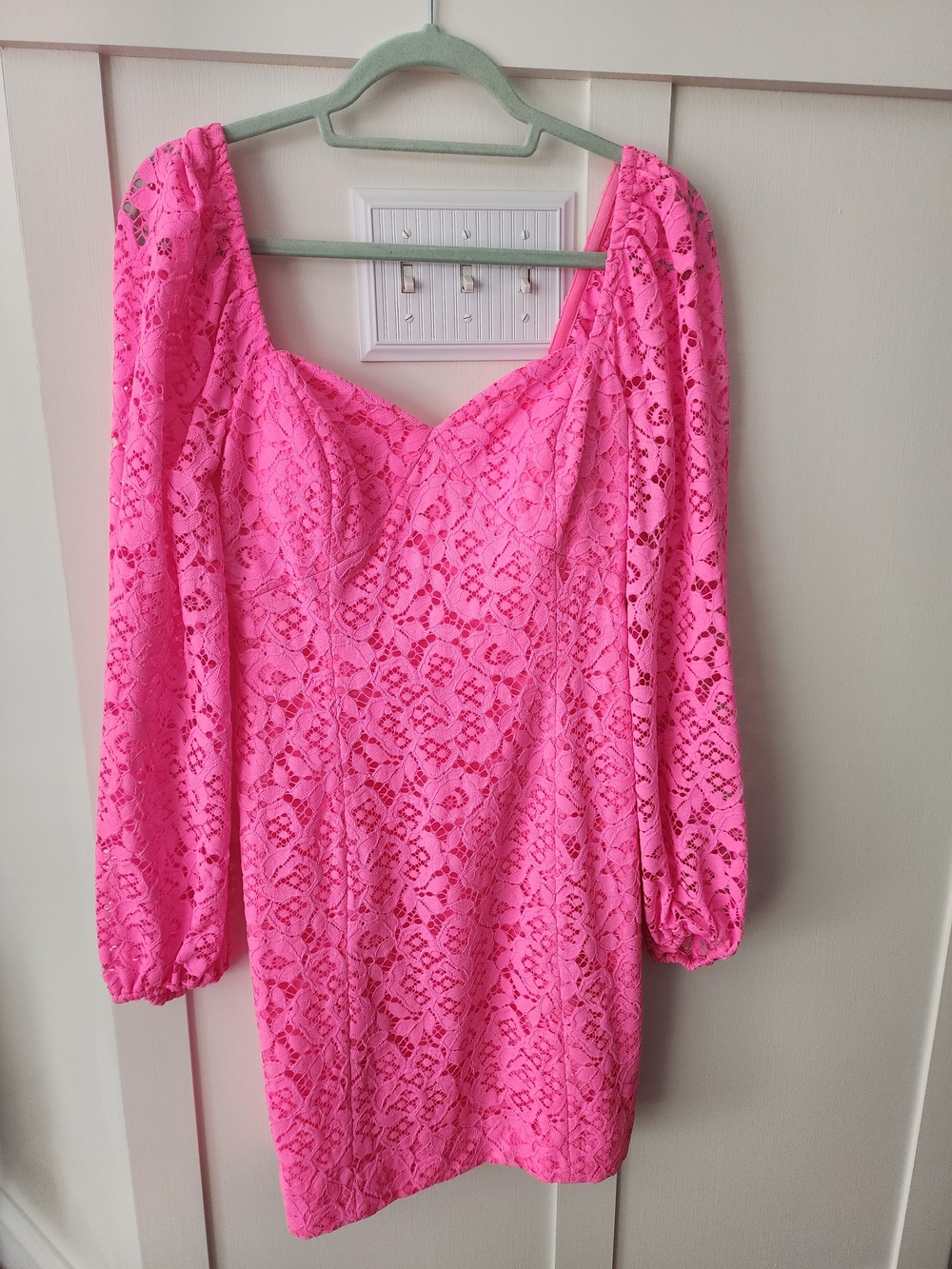 Lilly Pulitzer Hot Pink Lace Long-Sleeve Mini Dress